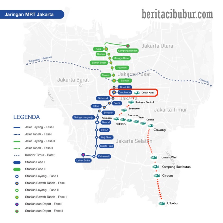 Peta MRT Jakarta dan LRT Jabodebek